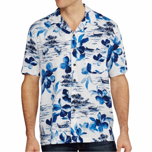George Other - George Blue Hawaiian Tropical Print Shirt XL